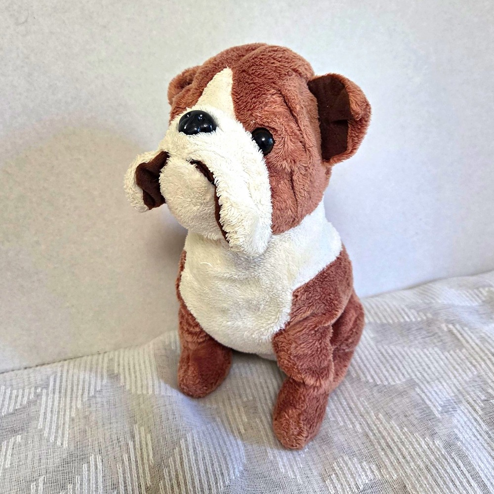 Dan Dee Collectors Choice Bulldog Plush Stuffed Animal 12" Brown White Puppy Vtg